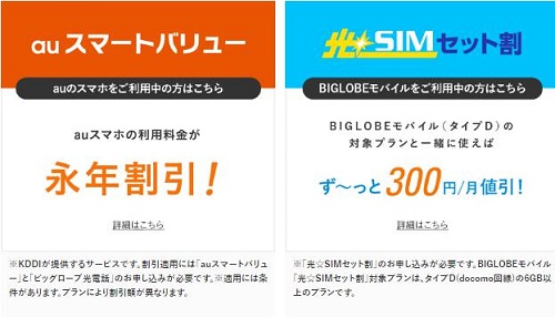 ビッグローブ光セット割引